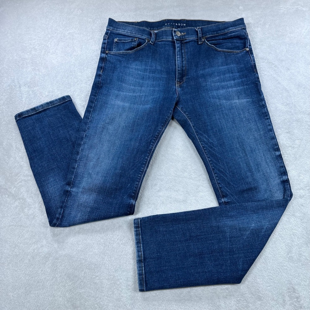 Mott & Bow Jeans Mens 36x32 Blue Wooster Slim Fit Medium Wash Stretch Denim
